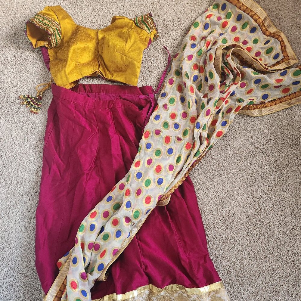 Beautiful gold and magenta lehenga set